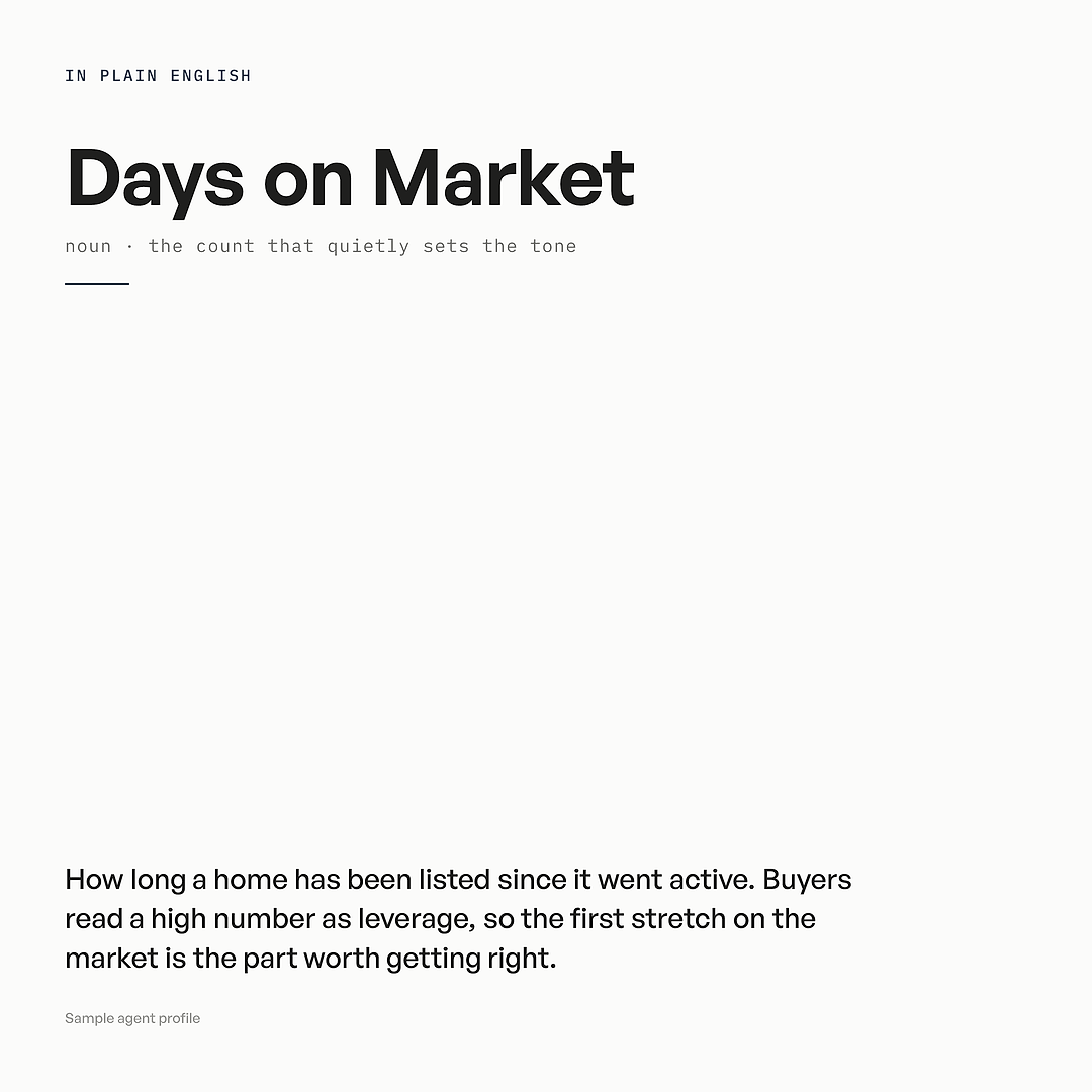 A plain-English definition card explaining the term Days on Market.