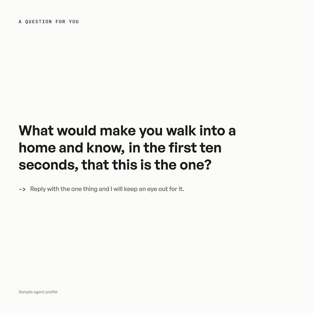 A question card asking what would make a buyer know a home is the one.